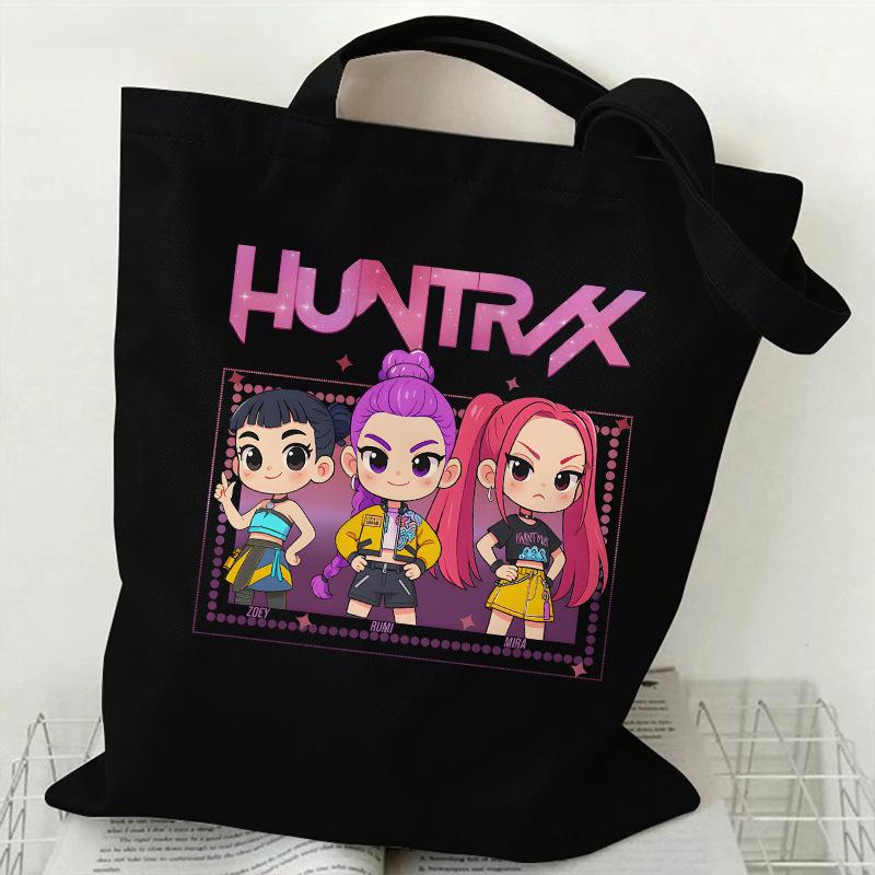 KPOP Demon Hunter Group Printed Canvas Bag Spot Women's Daily Handbag Shopping Bag KTY