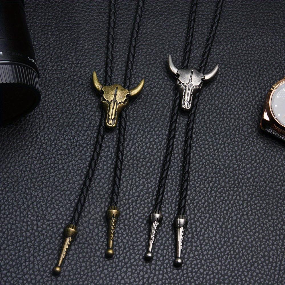 Mode Herren Leder Kuhkopf Bolo Tie Halskette Schmuck Retro Western Cowboy Herren Geschenke Krawatte Männer Accessoires