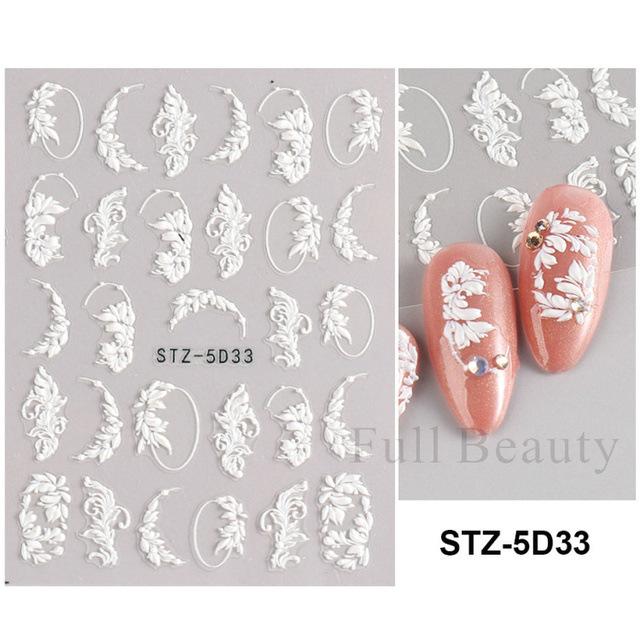 Nagelkunst-Aufkleber, Relief 5D Dreidimensional Matt Kleine Gänseblümchen Blume Selbstklebender Nagelaufkleber