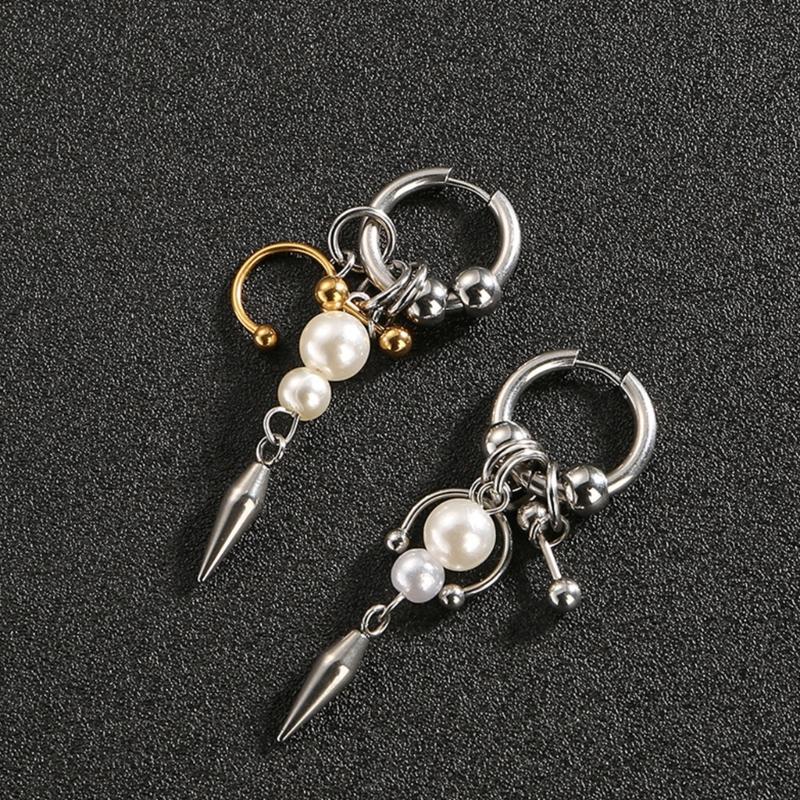 Fashion Forward Conical Pendant Earrings Ear Drop With Detailing Punk Inspired Alloy Jewelry Gift For Her