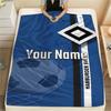1PC Blue Diamond Emblem Custom Name Patterned Flannel Blanket Suitable For All Seasons For Home Decor Warmth And Comfort Gifts Holiday Present