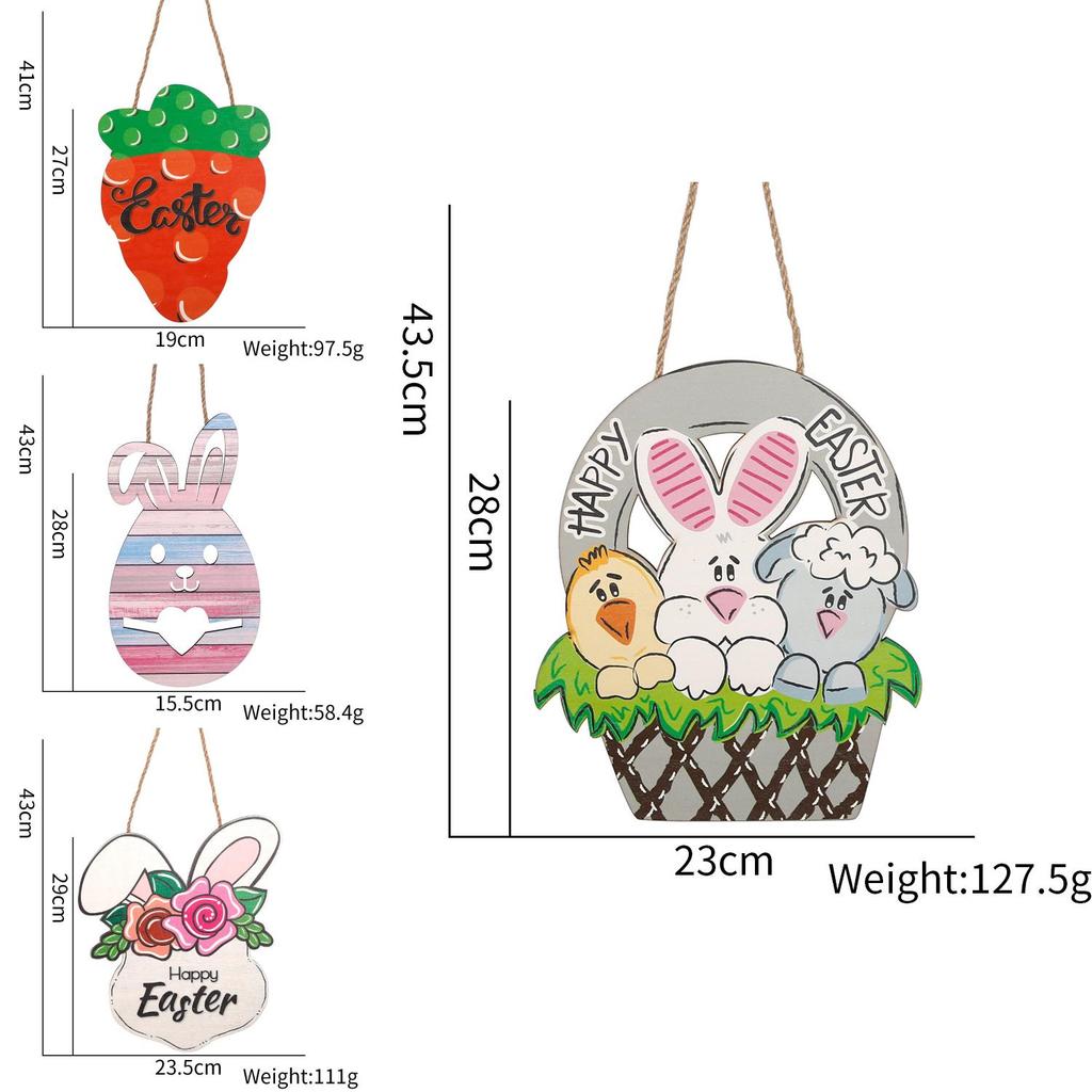 Charming Easter Wooden Hanging Decoration Featuring Colorful Eggs And Adorable Rabbits