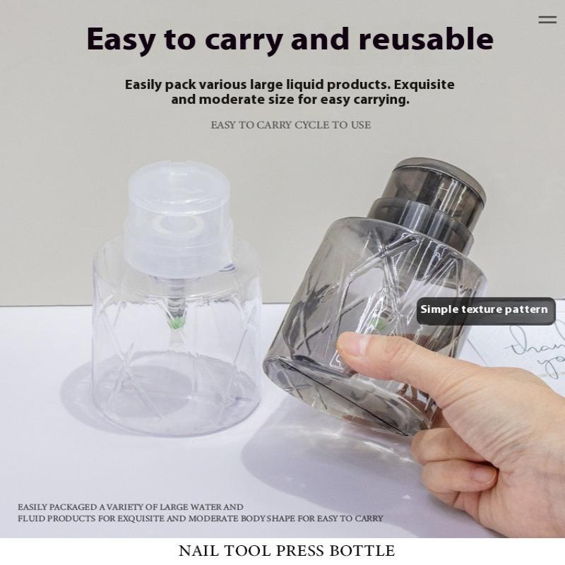 Refillable Lockable Empty Pump Dispenser Nail Manicure Cleaner Makeup Remover Container Press Bottle For Personal Use