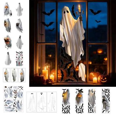 Durable PVC Decals for Windows Halloween Ghost Window Stickers, Removable Wall Decals, Peel And Decorative Film Kitchen Stick Self-Adhesive