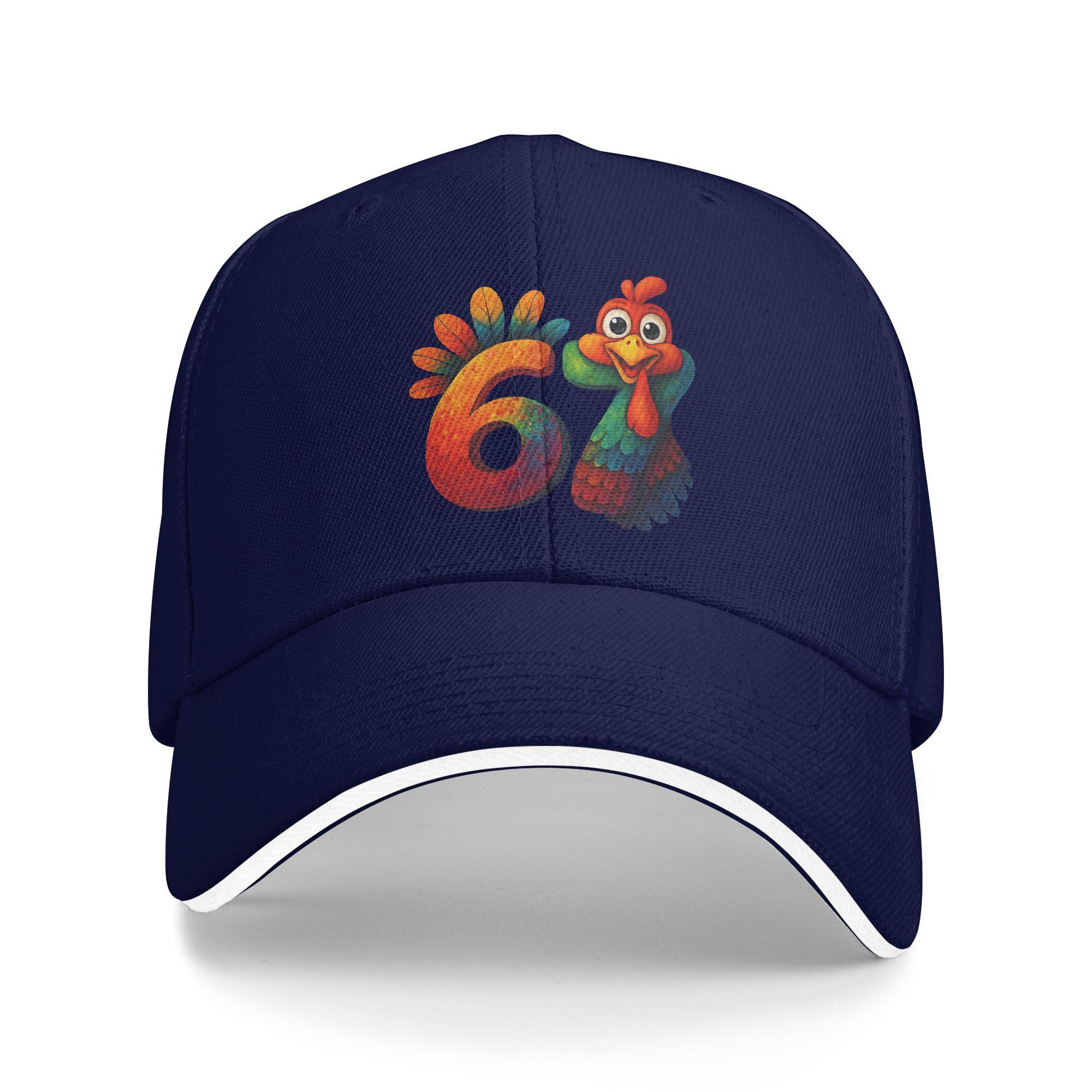 67 Thanksgiving Funny Colorful Rooster Turkey Thanksgiving 67 Baseball Cap Tennis Skate Sun Trucker Hat Men Casual Baseball Caps As Picture