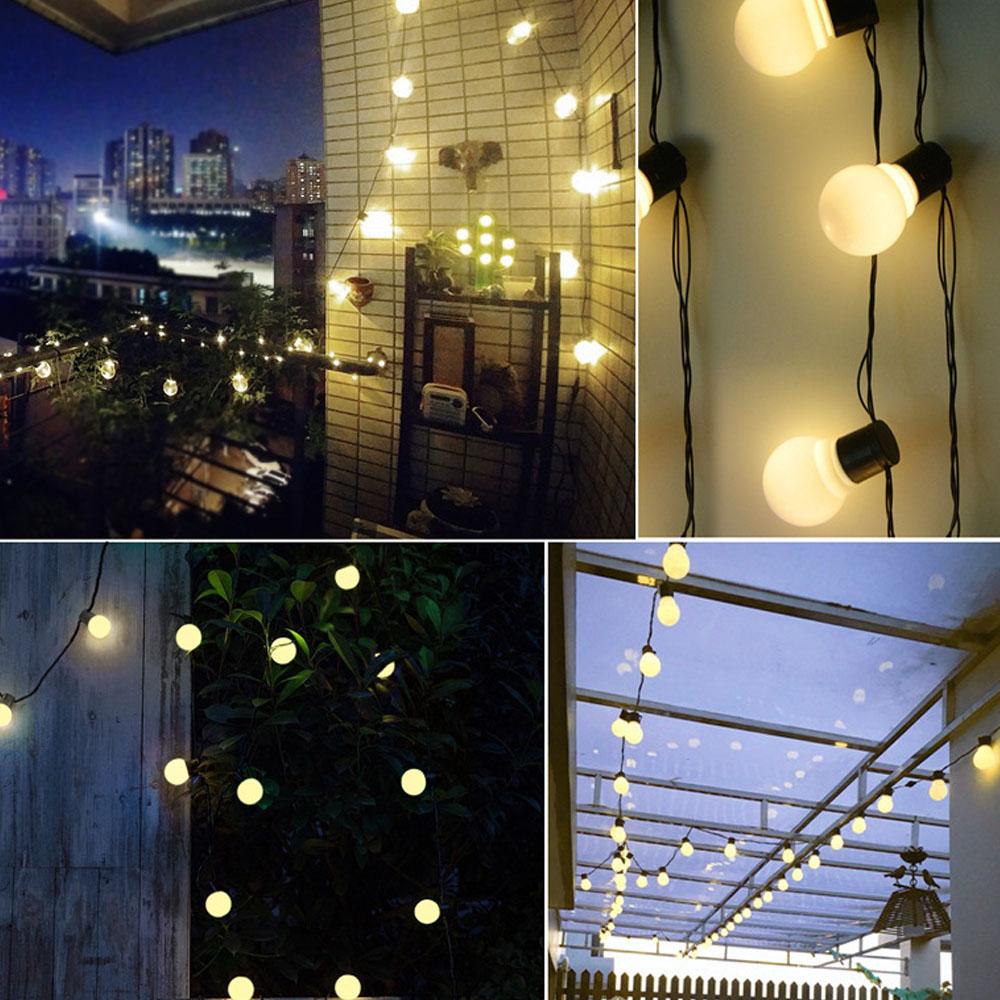 Outdoor Solar LED Festoon Fairy Light Christmas Street Winter Garland G50 Chain Ball Bulbs Waterproof Plug In Garden Decoration