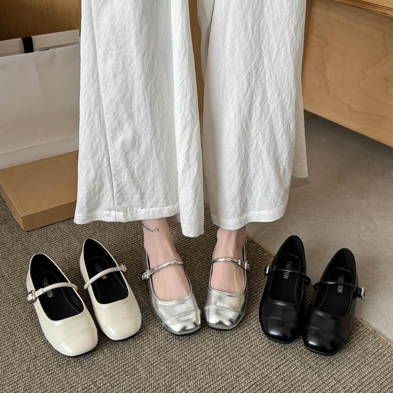 Flat-bottomed French Mary Jane single shoes women's shoes 2025 spring and autumn new summer silver small fragrant soft-soled ladyshoes women