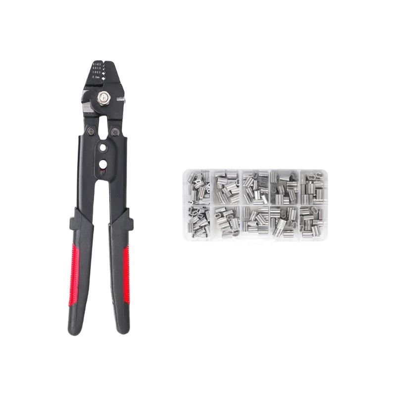 Wire Rope Crimp Kit Wire Rope Cable with Crimping Sleeves Multifunctional Cutter Scissors for Railing Decking Hanging