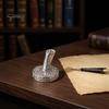 Vintage Desk Organizer Round Pen Holder, Durable Metal Exquisite Carved Desktop Ornament, Calligraphy Base Dip Pens And Quill Supply, for Decoration