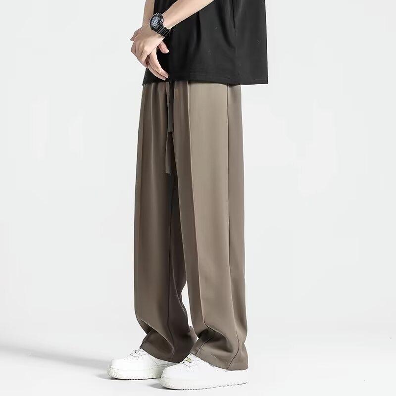 Ice Silk Pants Men's Summer Thin Drape Wide-leg Trousers Loose Straight Casual Trousers