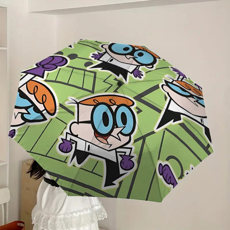 1pc Dexter's Laboratory Automatic Folding Umbrella - Compact 8-Rib Design, Durable Plastic & Iron, Lightweight for Outdoor Daily Use, a0929227