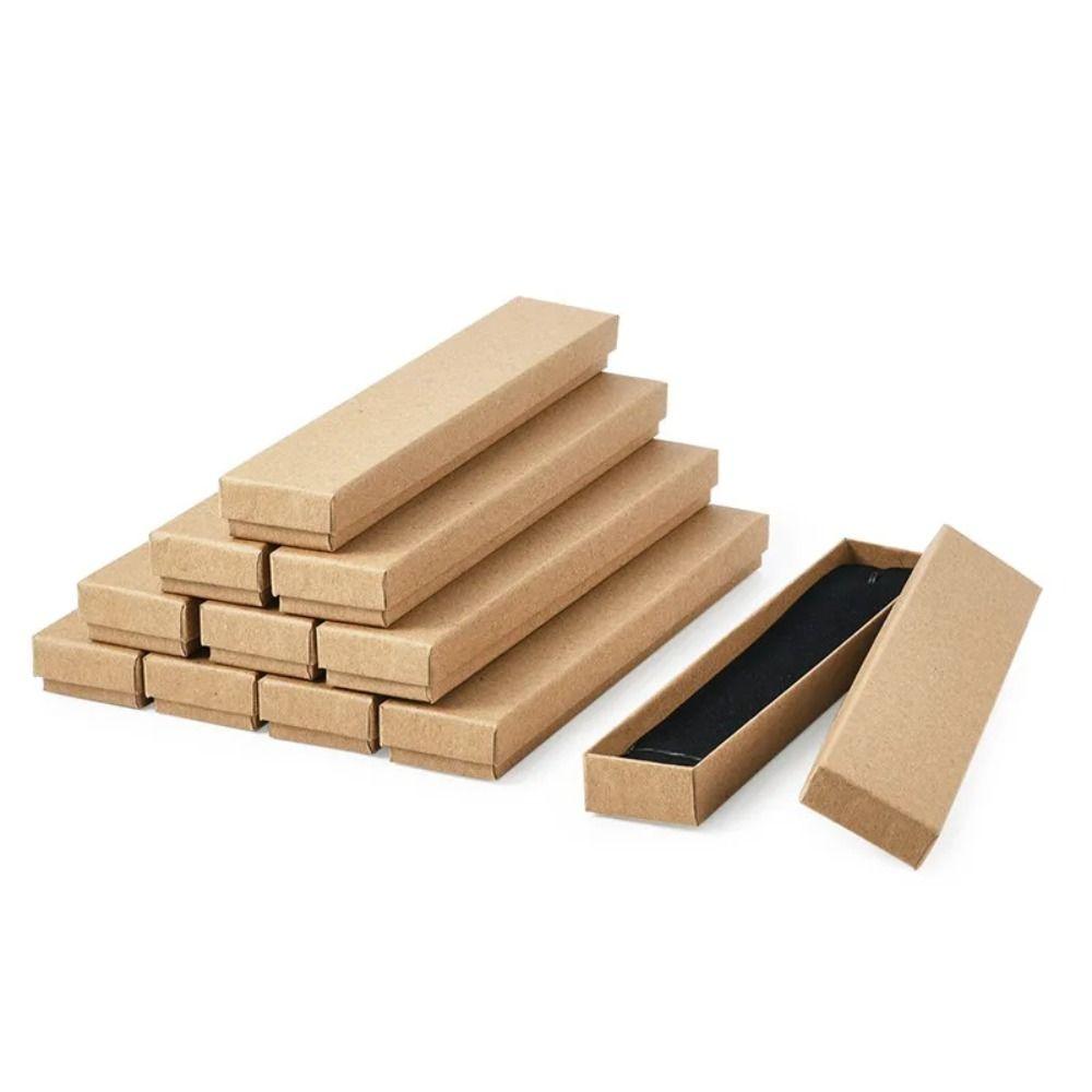 Lot de 5 boîtes à bijoux en carton kraft style rétro, pour présentation de bijoux, fiançailles, mariage