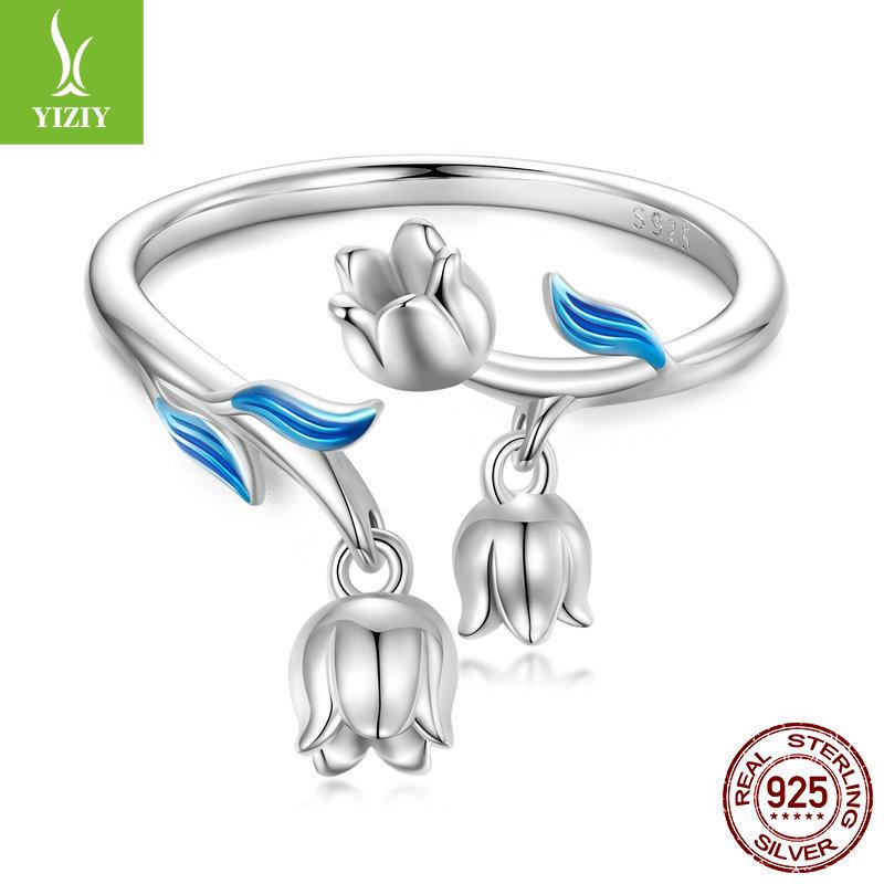 

Кольцо Инь Цзыюнь из белого золота с ландышем и браслет из серебра 925 пробы в стиле свежего леса - BSR287