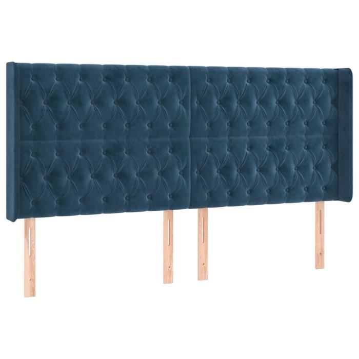 3124448 vidaXL Tête de lit à LED Bleu foncé 183x16x118-128 cm Velours