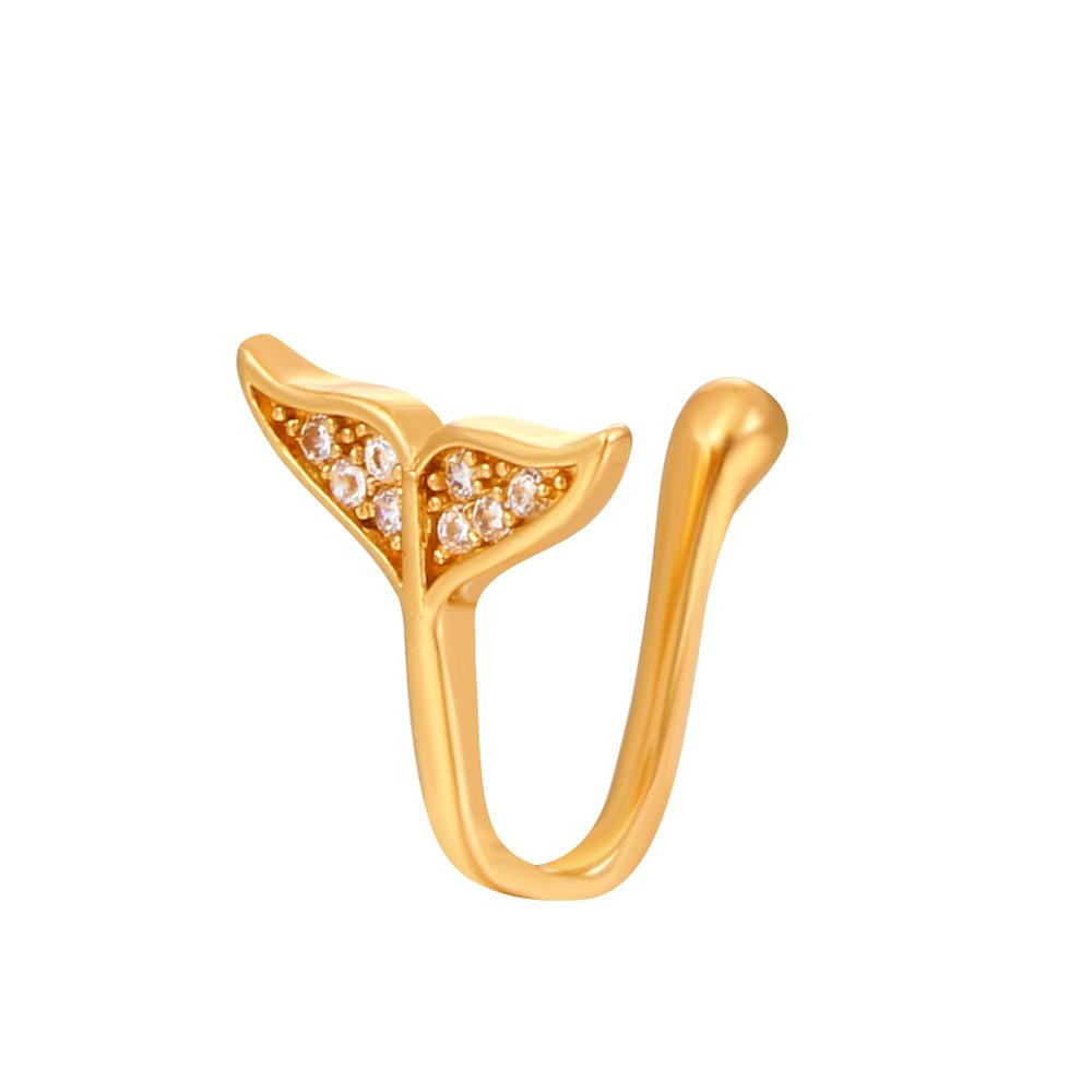 Vintage Goldfarbe Drache Schmetterling Fake Nasenring für Frauen Afrika Kupfer Helix U-Form Faux Nasenring Piercing Körperschmuck