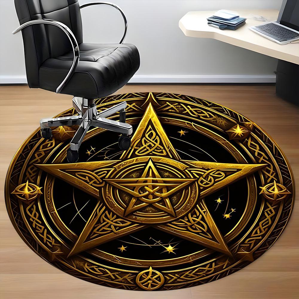 1pc Star Circle Office Round Area Rug, Under Office Chairs Bedroom Living Room Home Decor, Room Deco, Available in Various Sizes