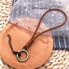 Genuine Leather Wristband For ID Card Pass Gym USB Phone Lanyard DIY Hang Rope Sling Keychain Keyring Buckle Rope