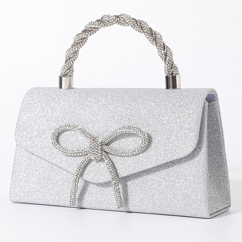 New High-Grade Banquet Clutch Bag Versatile Diamond Bow Chain Crossbody Evening Dress Purse