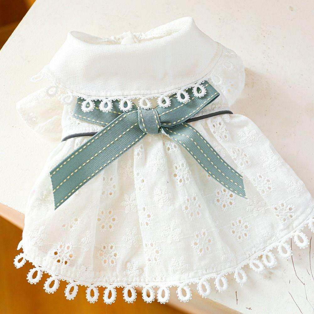 Bichon Frise White Spring Cat Dog Dress Hollow Out Skin-friendly Puppy Skirt Soft Pet Skirt For Cat Dog