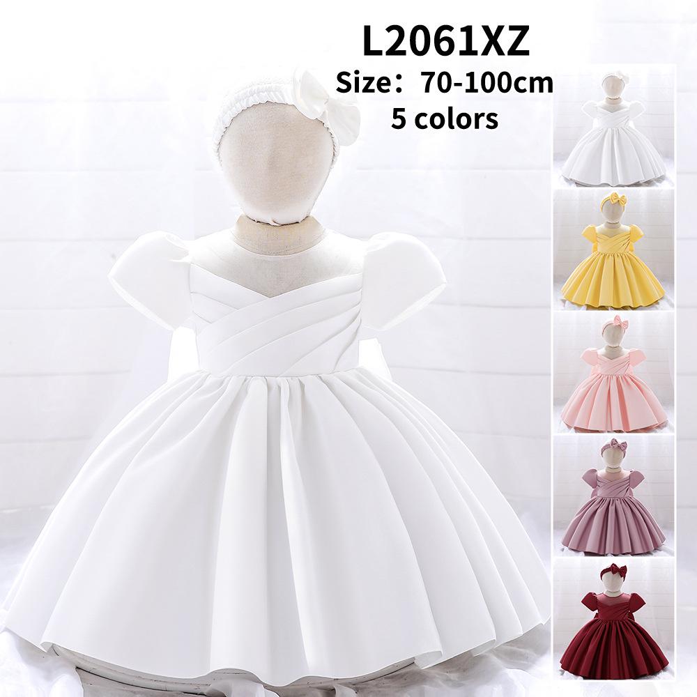 Girls' White Lace Christening Gown - First Birthday Princess Dress