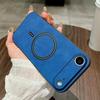 Lambskin Faux Leather Magnetic Case for iPhone 15 Pro Max, PU+TPU+PC Wear-resistant Shockproof Protective Cover