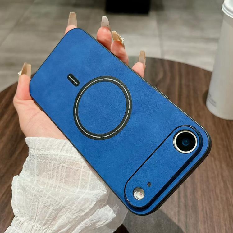 Lambskin Faux Leather Magnetic Case for iPhone 15 Pro Max, PU+TPU+PC Wear-resistant Shockproof Protective Cover