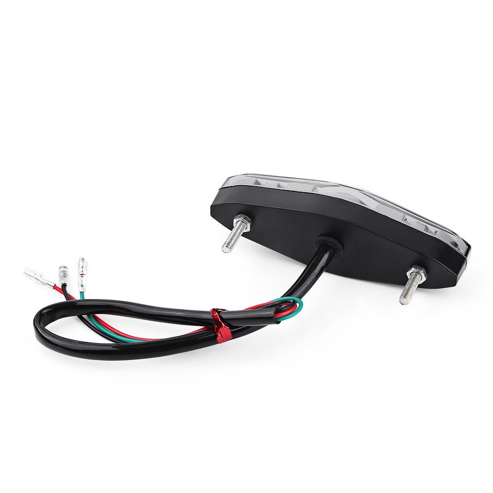 Qiilu 12V 15-LED Universal ATV/Motorcycle Brake Tail Light - Smoke Lens, Running & Stop Light Combo