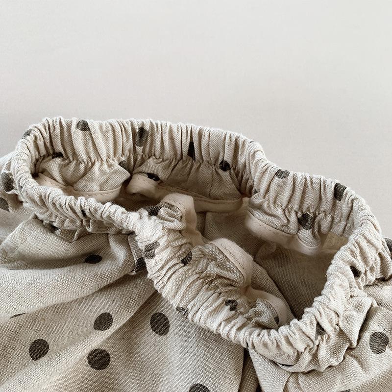 Polka Dot Cotton Linen Shorts - Summer 2025 Kids' Loose Fit, Comfortable Korean Style Wide-Leg Pants for Toddlers