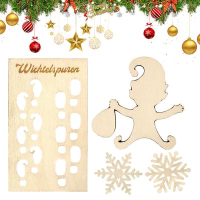 Christmas Gnome Shape Wooden Stencil Footprints Template Xmas Tree Ornament Gnome Elf Footprint Template Christmas Decorations