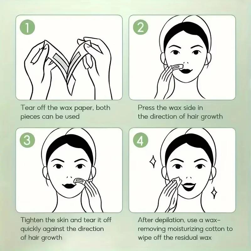 33 Pcs Depilatory Wax Strips Hair Removal Wax Paper Cold Wax Strips Paper For Face Neck Arm Leg Body Beauty Tools