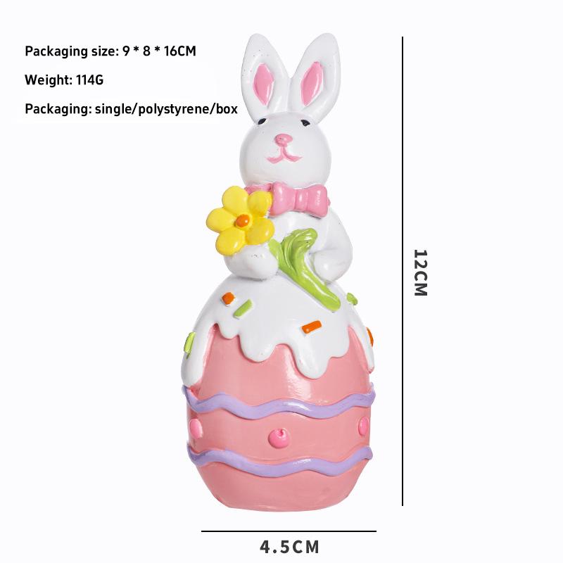 Ins Cute Rabbit Resurrection Egg Resin Ornament Easter Atmosphere Decoration Home Party Gift Children'S New Year Gift