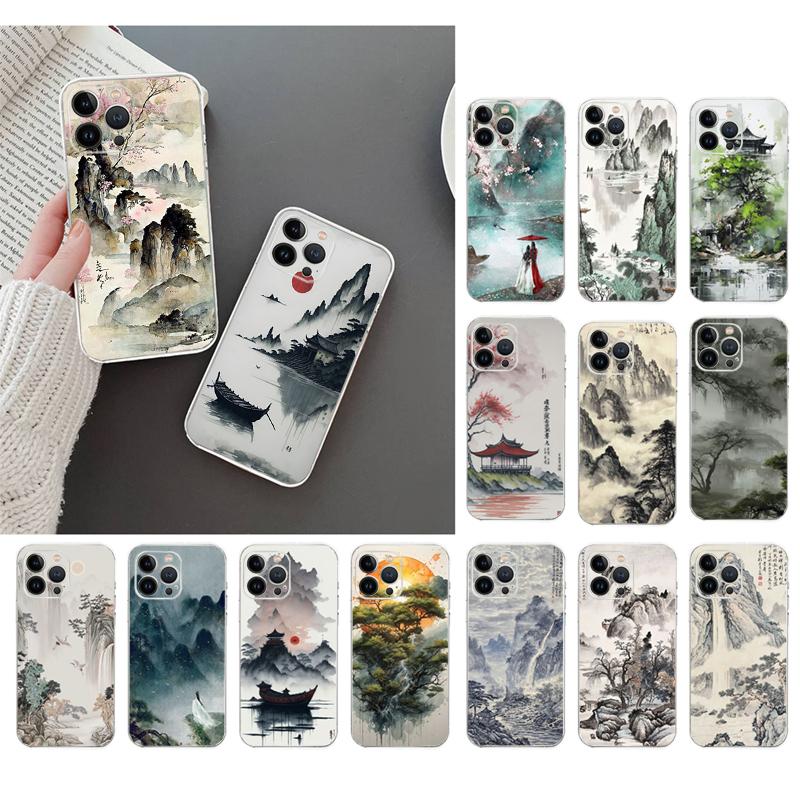 Chinese Art Landscape Painting Phone Case For iphone 17 Pro Max Air 16 15 14 13 Pro Max 15 16 Pro 15Plus