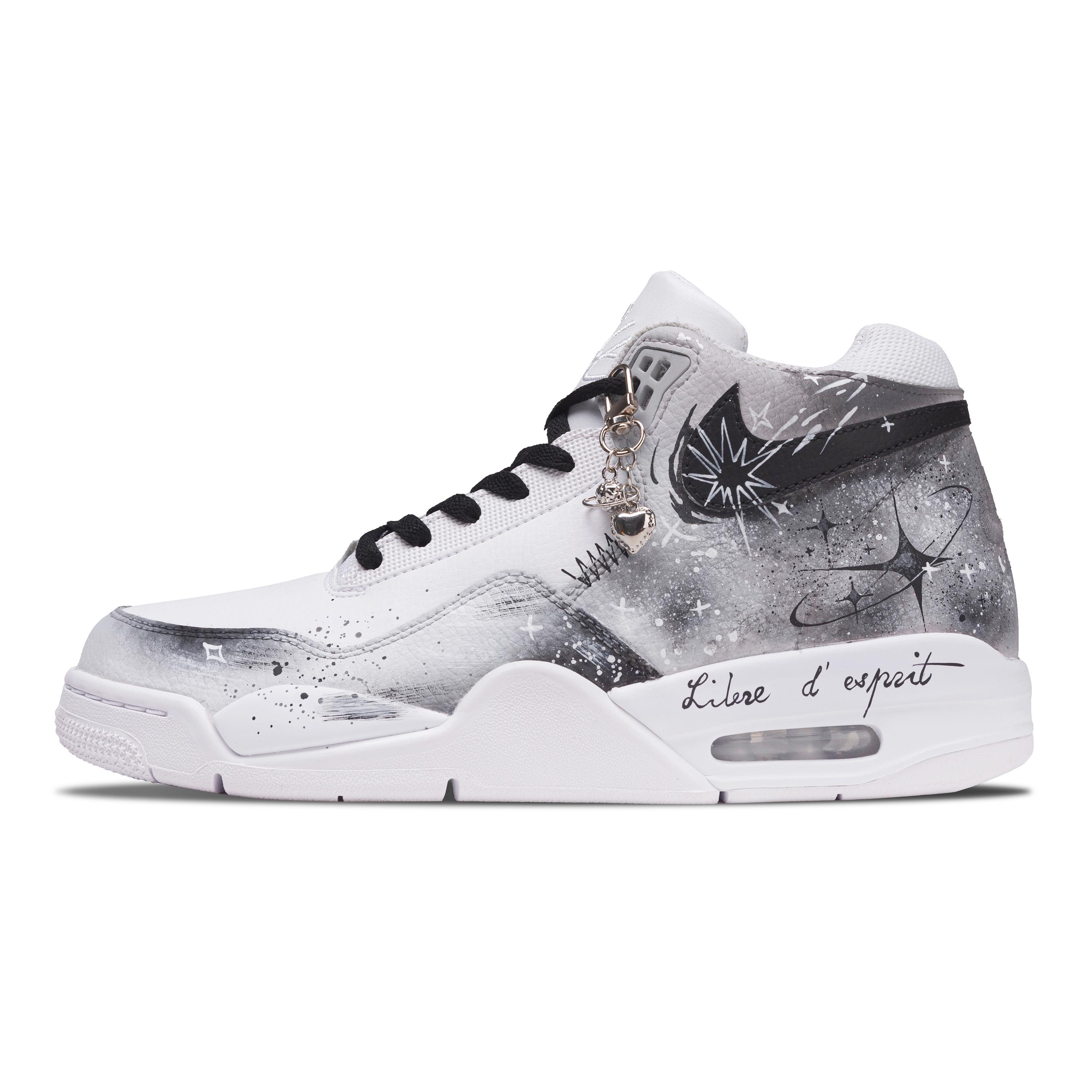 Nike Flight Legacy Starlight Isle Ash Mid top Vintage Basketball Shoes Men s Black Gray BQ4212-101(Team365-) 41