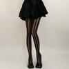 Women's Vintage Stocking Sexy Sheer Wide Vertical Stripe Pantyhose Tights Retro Classic Hosiery Japanese Vertical Stripes Socks