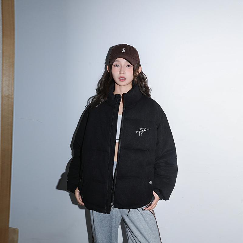 

2025 Корейская женская хлопковая куртка с нежным пухом 2025 зимняя новая куртка-пуховик хлопковая куртка хлопковая одежда женская S чёрный