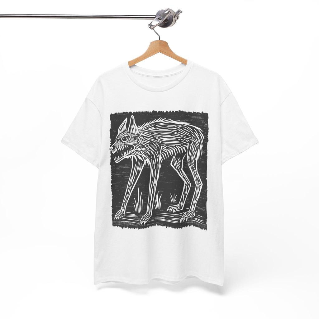 Tričko Kryptid Vlk Strašidelný Folklór Dřevořez Hororové Monstrum Tričko Vintage Gotický Vlkodlak Estetika Forestcore Lesní Stvoření Tričko