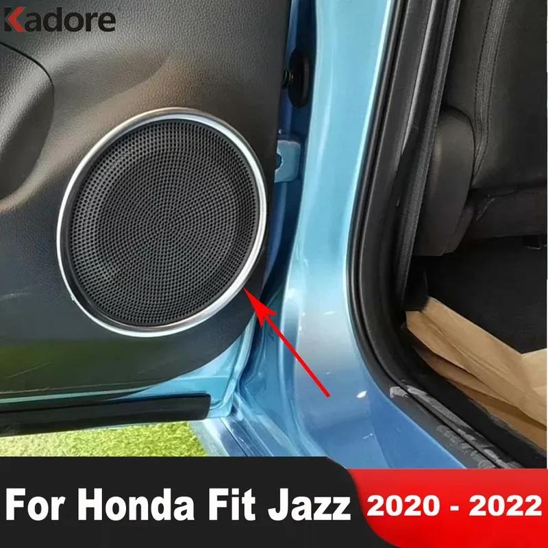 For Honda Fit Jazz Black Car Inner Door Audio Stereo Speaker Cover Trim Loudspeaker Frame Interior Accessories