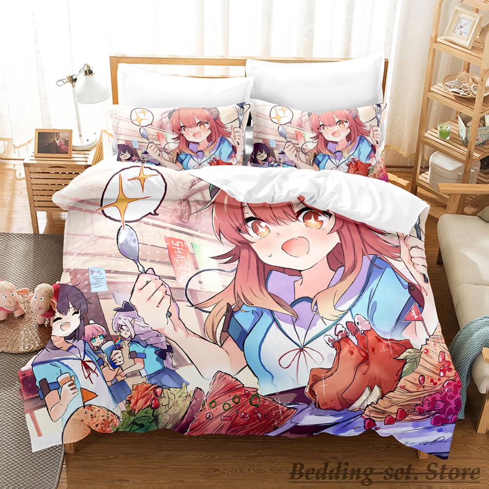 Kawaii The Demon Girl Next Door Bedding Set Single Twin Full Queen King Size Bed Set Adult Kid Bedroom Duvetcover Sets Anime