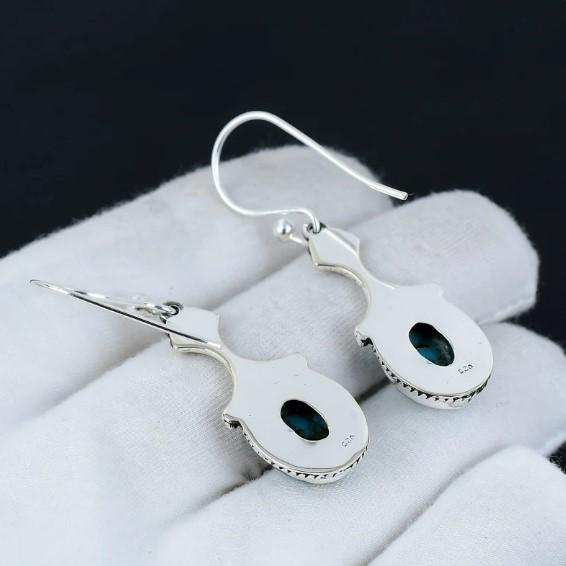 Blue Copper Turquoise Earrings, 925 Sterling Silver Earrings, Blue Turquoise Earrings, Gift Earring, Gemstone Earring, Statement Earrings