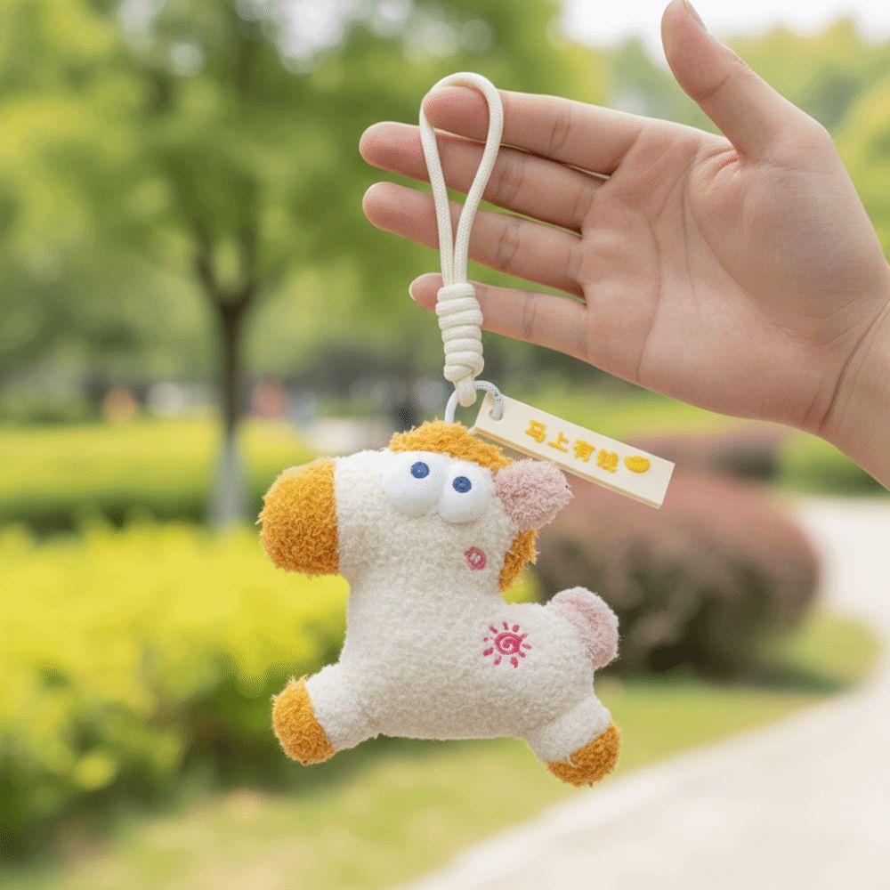 Good Luck New Year Horse Pendant Cartoon Bag Hanging Charm Ins Plush Horse Keychain  Bag Decor
