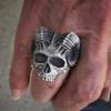 Trendy New Jewelry Satan Ram Horns Devil Ring Skull Goth Anti Men's Ring