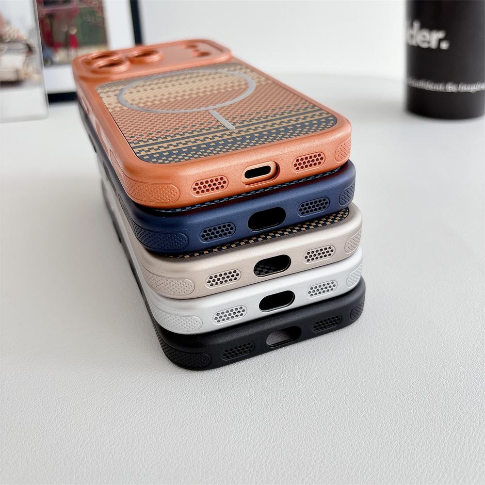 Kevlar Slim Magnetic Striped Pattern Case For iPhone 17 Pro Max 16 15 14 13 for Magsafe Shockproof Ultra Thin Colorful Cover