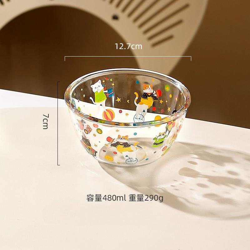 Cartoon Animal Glass Bowl Transparent Salad Fruit Dessert Foods Mixing Bowl High Aesthetic Value Soup Bowls Home Tableware 5 inch
