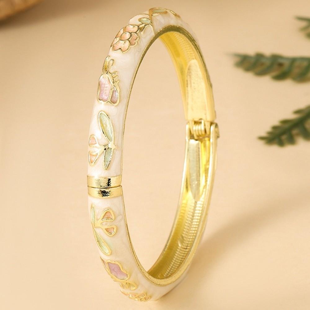 Floral Vintage Cloisonne Bangle Enamel Women's Hand Bracelet India Colorful Flower Bangle  Ladies