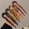 Elegant U-Shaped Hair Fork For Women Girls Fashion Acetate Tortoiseshell Geometric Hair Sticks Headwear Hair Accessories