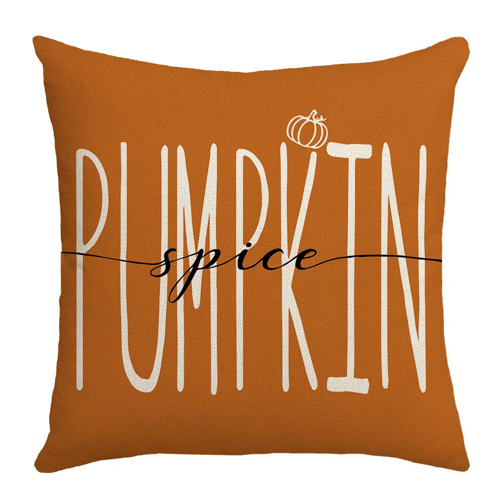 New Thanksgiving Autumn Cushion Pumpkin Maple Leaf Hand-painted Text Home Cushion Pillow Cover