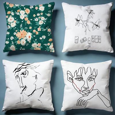 Minimalist Art Drawing Cushion Cover Soft Decorative Pillow Case Suitable for Bedroom Sofa Car Travel Use