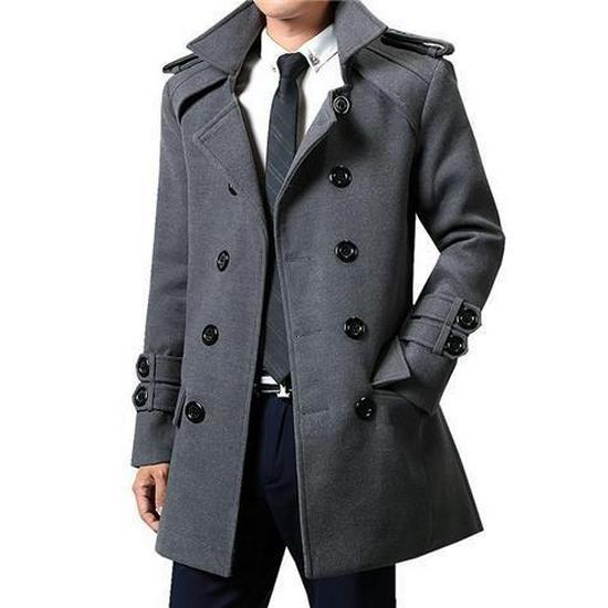 Men's Mid-Length Wool Coat: Autumn/Winter 2023 Thickened Windbreaker with Velvet Lining