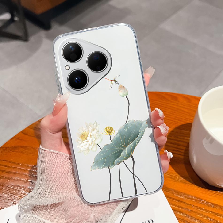 

For Huawei Pura 80 Pro Plus Ultra Phone Cover Simple Flowers Soft TPU Silicone Clear Case For Huawei Pura80 Pro+ Ultra Funda Pura 80 Ultra