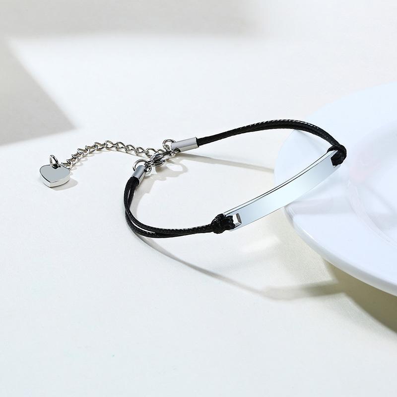 Elegant Personalized ID Bar Bracelets for Women 5mm Thin Stainless Steel Link Chain Custom Quotes BFF Bracelet Gift Jewelry